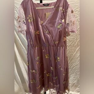 BloomChic Lavender Embroidered Floral Dress size 3X 22/24